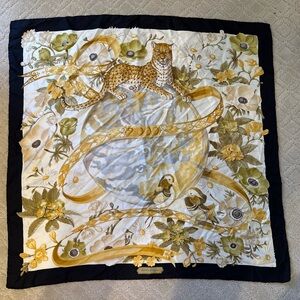 Salvatore Ferragamo Silk Scarf - Leopard Floral Design